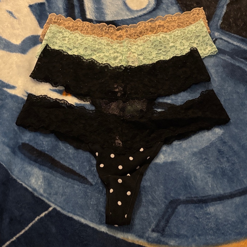 Victoria's Secret Lace Panties Set - Black, Mint, Tan, Polka dot